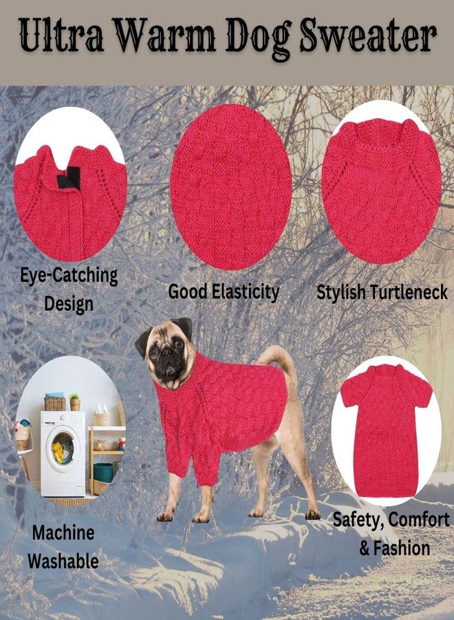 WiggleBoo Limited Edition for Pug Dog || Classic Hand Knitted Winter Sweater/Jacket || Specially Designed || Ultra Warm || Stylish Design || Comfortable & Soft Fabric (Pink) - Image 4